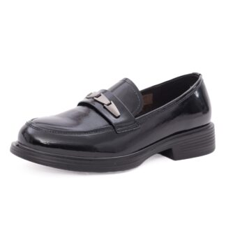 Pantofi dama eleganti din piele naturala lacuita PASS Collection 1M590014A 01-L negru