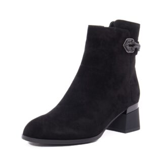 Botine dama din piele intoarsa Epica 1K390005A 01-I negru