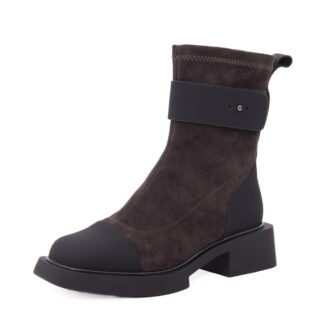 Botine dama din piele mix KARISMA 1WC90008A 02-7 maro