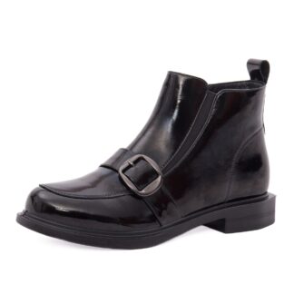 Botine dama din piele naturala lacuita PASS Collection 1X470001A 01-L negru