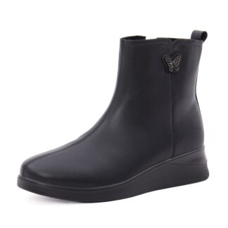 Botine dama din piele naturala PASS Collection 1HJ90011B 01-N negru
