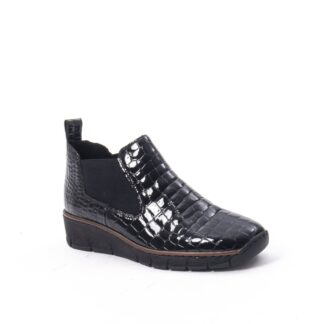 Botine dama piele naturala Rieker 53794-01 negru lac