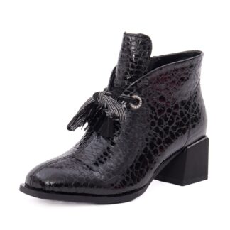 Ghete dama din piele naturala lacuita Epica 1JI70016A 01-O negru