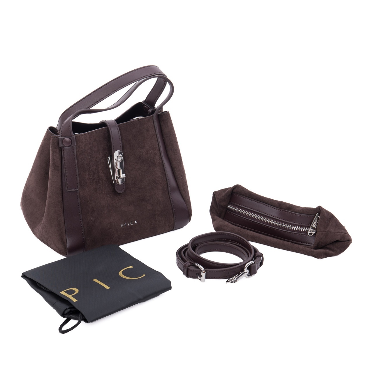 Poseta dama din piele mix Epica 1YZ90008A C4-Z maro inchis